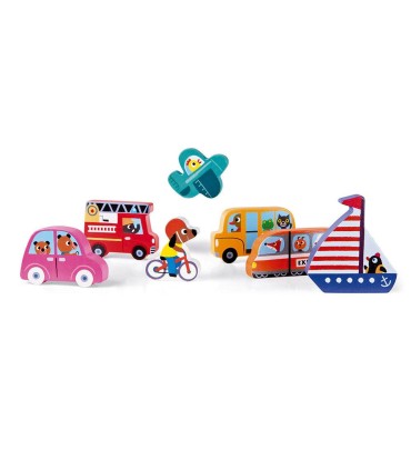 Puzzle Encajable Vehículos Janod | Puzzles en La Granota
