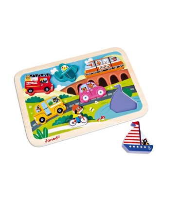 Puzzle Encajable Vehículos Janod | Puzzles en La Granota