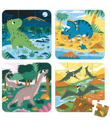 Set 4 Puzzles Evolutivos Dinosaurios Janod | Puzzles en La Granota