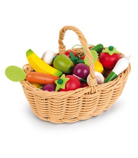 Cesta 24 Frutas y Verduras de Madera Janod | La Granota Online