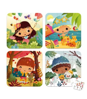 Set 4 Puzzles Evolutivos Las Cuatro Estaciones Janod | La Granota Online