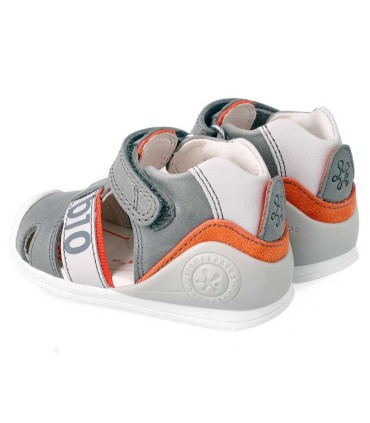Sandalia Biomecanics Niño Gris y Naranja | La Granota