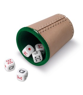 Dados Póker con cubilete forrado Cayro | La Granota