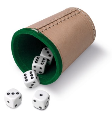 Dados Puntos con cubilete forrado Cayro | La Granota