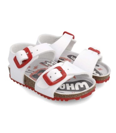 Sandalia Garvalín Blanco Rojo | La Granota