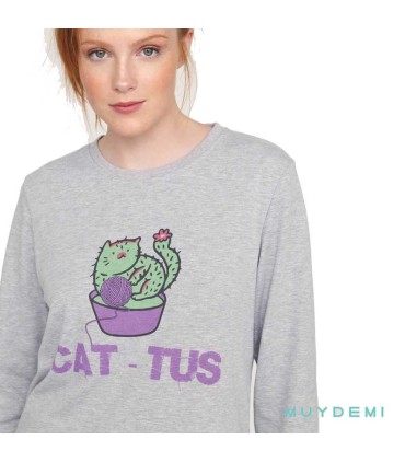 Pijama Mujer Gris CAT-TUS | La Granota