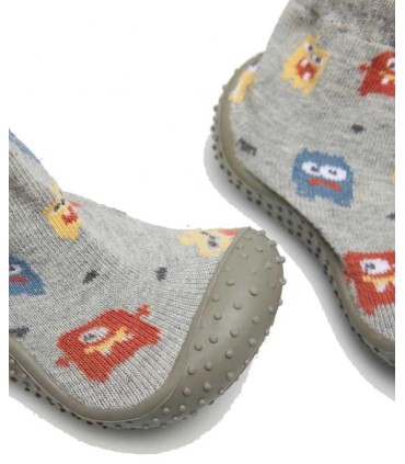 Zapatilla Calcetín Bebé Primeros Pasos Gris Ysabel Mora | La Granota