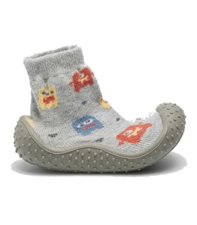 Zapatilla Calcetín Bebé Primeros Pasos Gris Ysabel Mora | La Granota