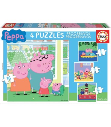 Puzzle Progresivo Peppa Pig 6-9-12-16 piezas | La Granota