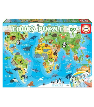 Puzzle Educa Mapamundi Animales 150 Piezas | La Granota