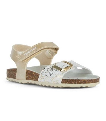 Sandalia Niña Geox Adriel Platino y Blanco | La Granota