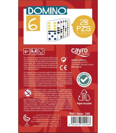 Juego Dominó 6 Puntos Color Cayro | Juegos de mesa en La Granota