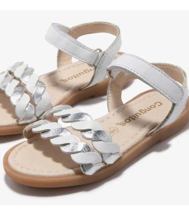 Sandalia Conguitos Napa Blanco Plata | La Granota