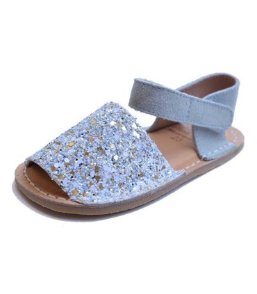 Sandalia Manguito Barefoot Glitter Azul | La Granota
