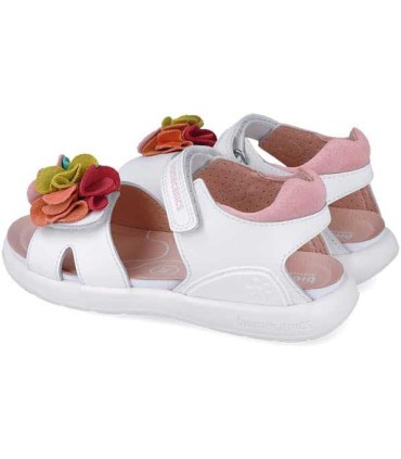 Sandalia Niña Biomecanics Blanca con Flor de Colores | lagranota.es