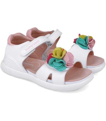 Sandalia Niña Biomecanics Blanca con Flor de Colores | lagranota.es