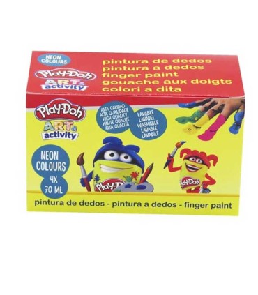 Pintura de Dedos Fluorescente 4 Botes 70 ml Play-Doh | lagranota.es