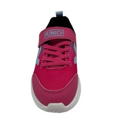 Zapatilla Deportiva Munich Mini Leta Negro y Fucsia | lagranota.es