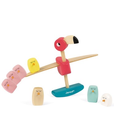 Juego de equilibrio Flamenco Rosa Janod | lagranota.es