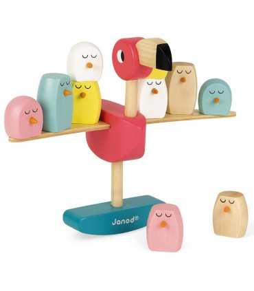 Juego de equilibrio Flamenco Rosa Janod | lagranota.es